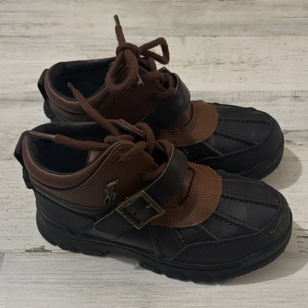 Polo by Ralph Lauren Black and Brown Kids Boots Size 13